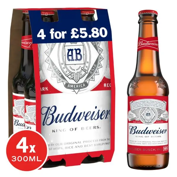 Budweiser 4 Pack of 330ml