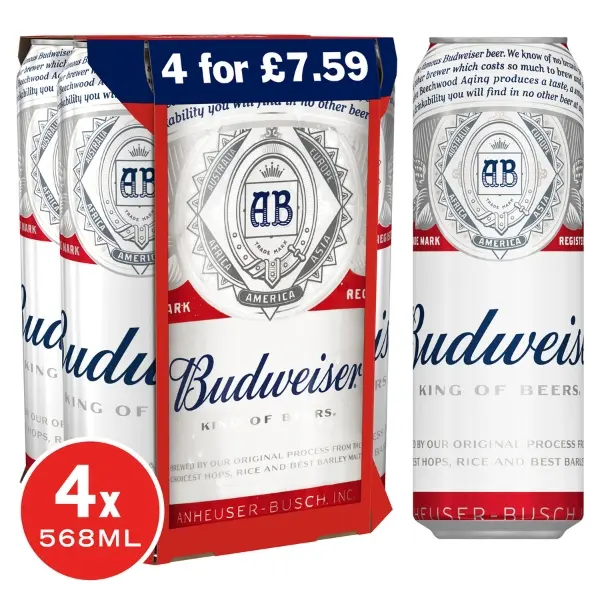 Budweiser 4 PK of Pint 568 ml
